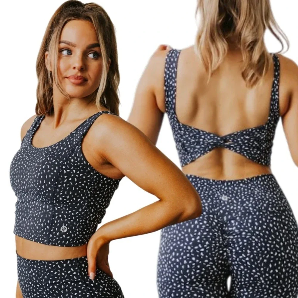 Astoria M Luxe Ignite Sport Bra Black Speckle Running Yoga Active Workout Summer